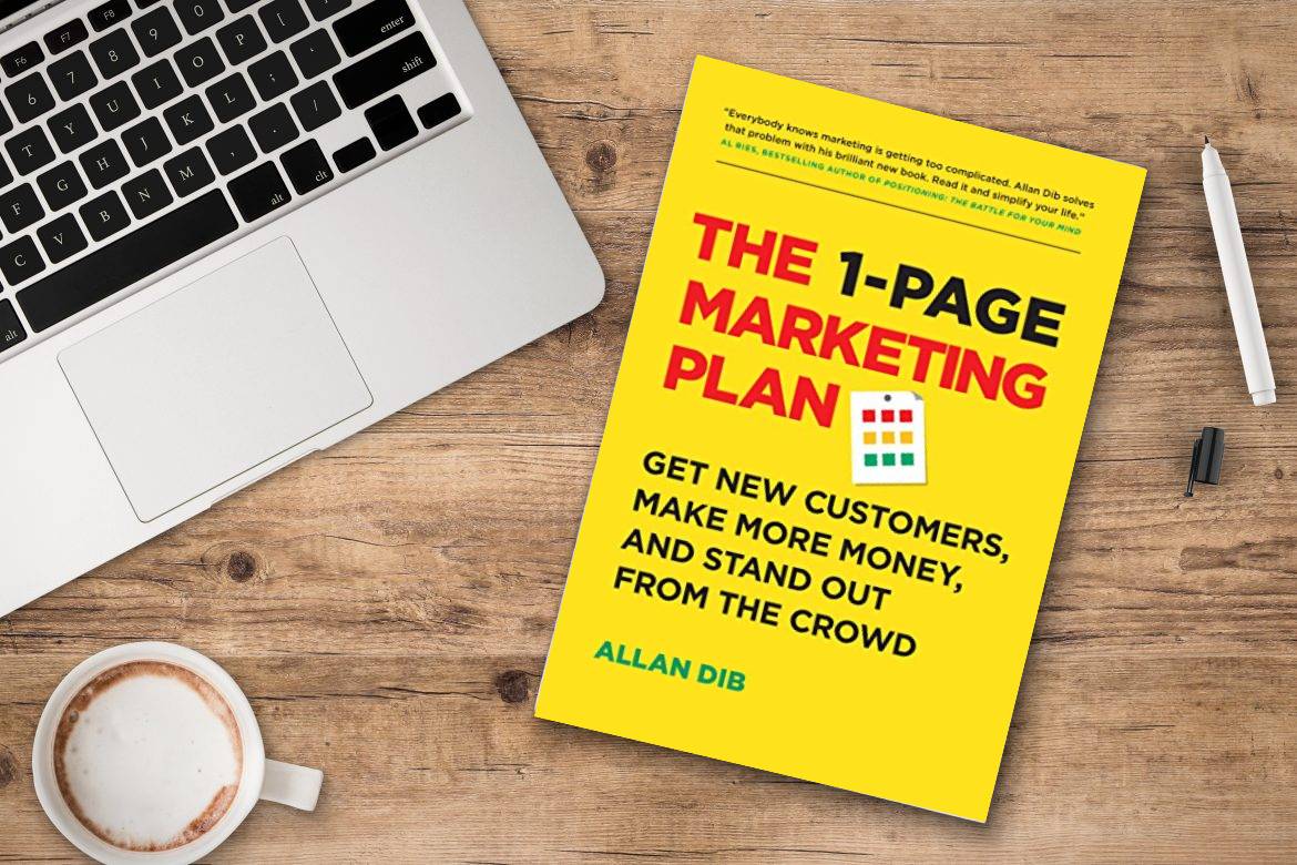 The 1-Page Marketing Plan book on a table